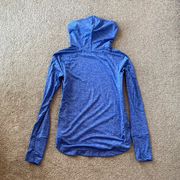 Athleta uptempo lightweight hooded pullover blue split sides thumbholes XXS - Picture 6 of 6